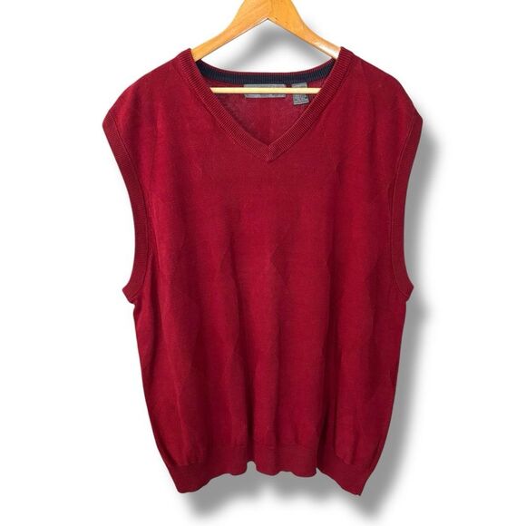 Oscar de la Renta Burgundy V-Neck Sweater Vest mens XXL 90s - Picture 1 of 7